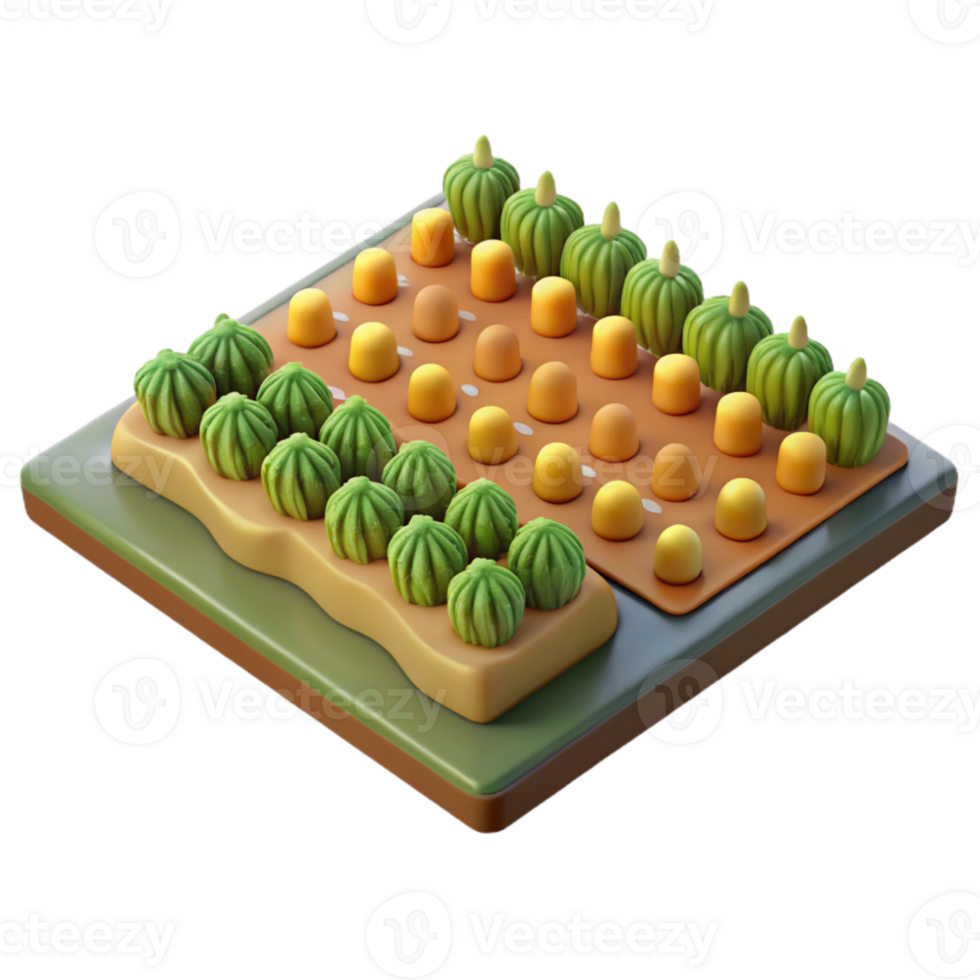 magnificent rustic Field with Rows of Crops Top View Isolated premium png