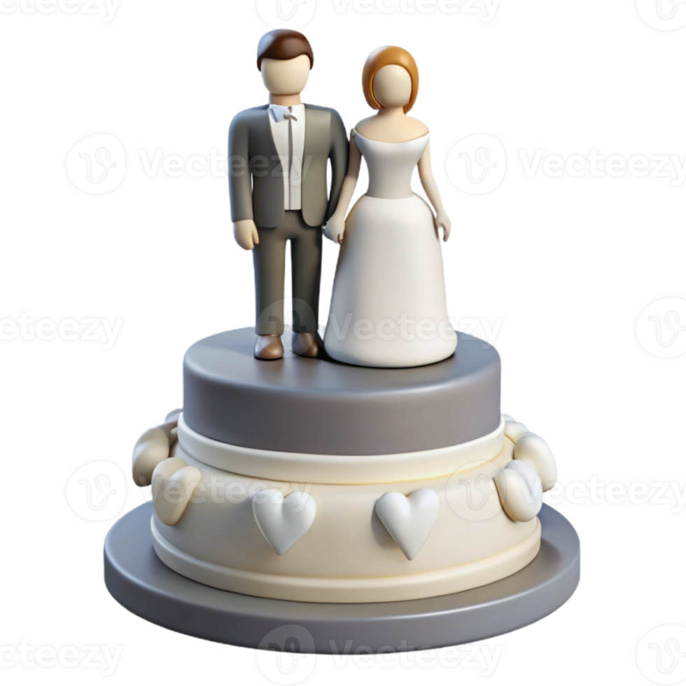 elegant modern Wedding Cake Topper Bride Groom Silhouette Isolated png