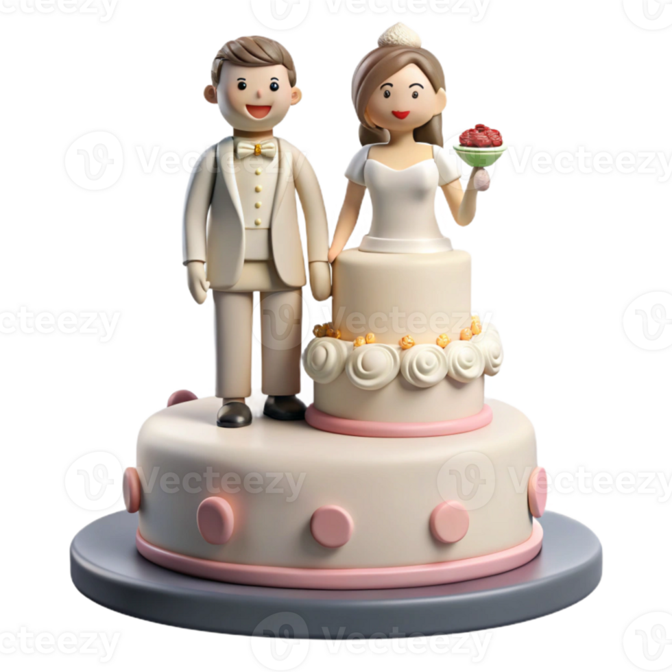 extraordinary artistic Wedding Cake Topper with Bride and Groom Figures Cutout exclusive png