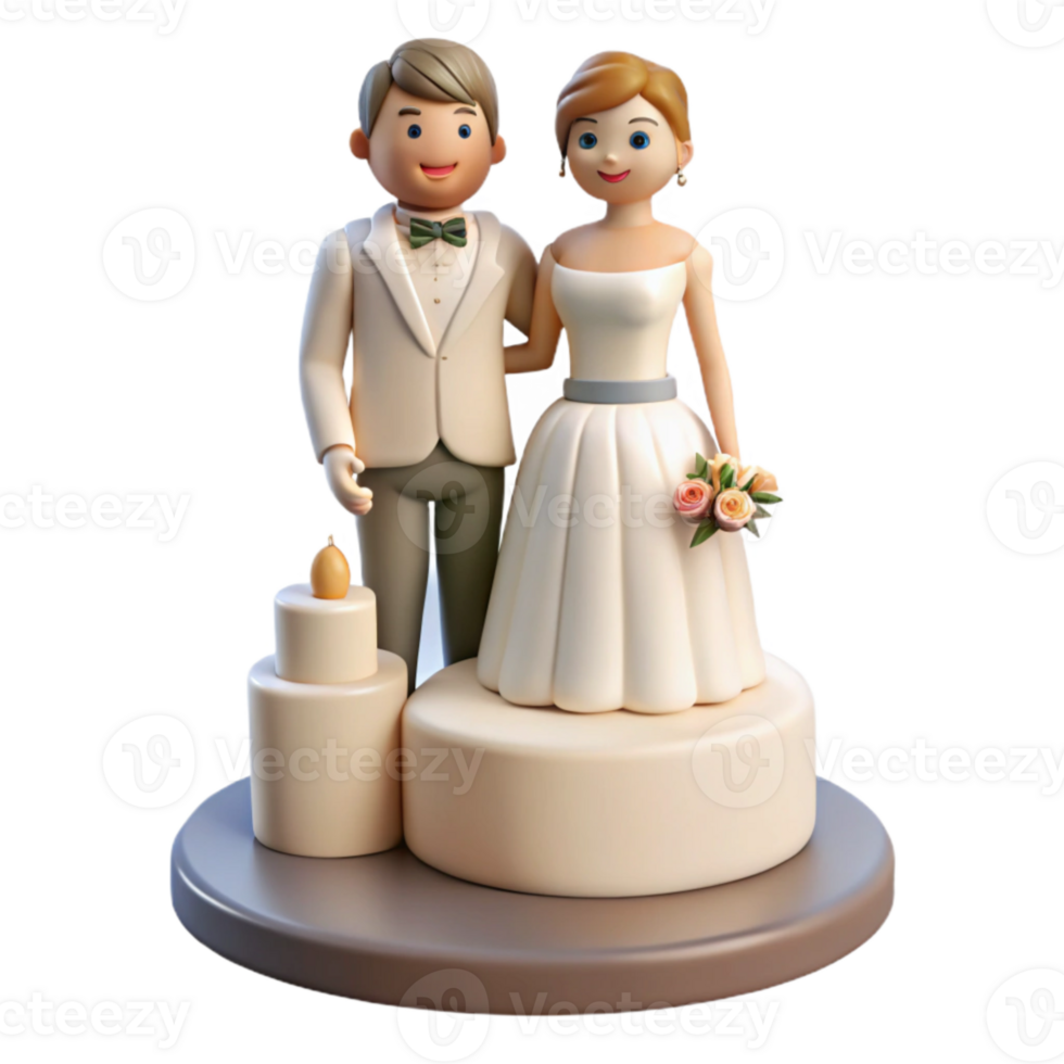 impressive artistic Wedding Cake Topper with Bride and Groom Figures Cutout exclusive png