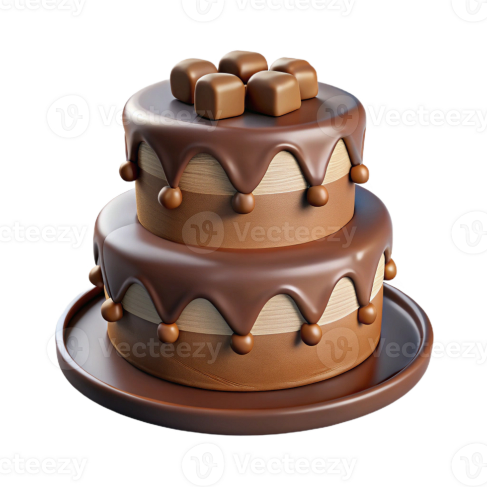 serene abstract Wedding Cake with Chocolate Ganache Cutout Transparent Background high quality png