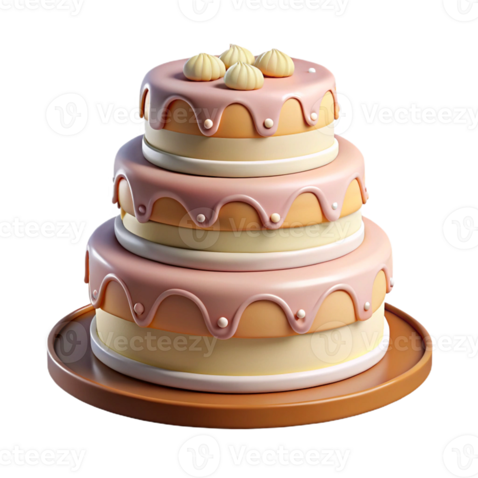 beautiful traditional Wedding Cake with Buttercream Frosting Cutout Transparent Background png