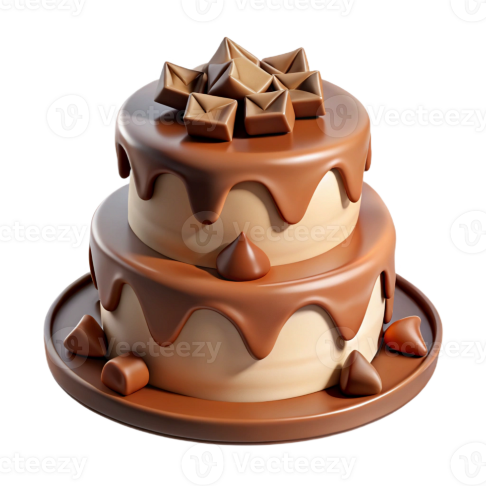 vibrant abstract Wedding Cake with Chocolate Ganache Cutout Transparent Background premium png