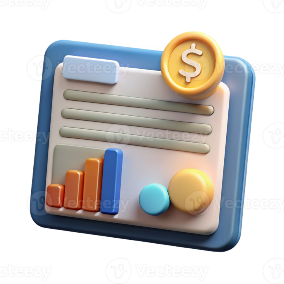 serene classic Financial News Website with Headlines Cutout Element png