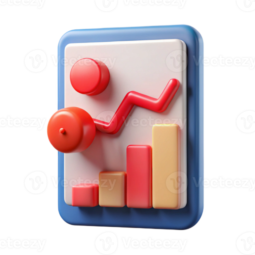 stunning modern Financial Report Chart with Red Trendline Cutout Element high resolution png