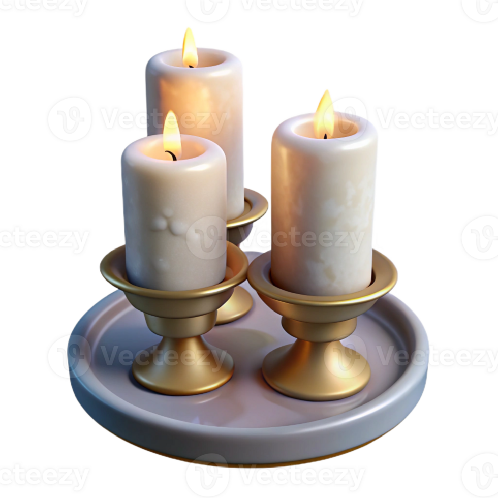 serene abstract Wedding Candles with Holders Cutout Transparent Background genuine png
