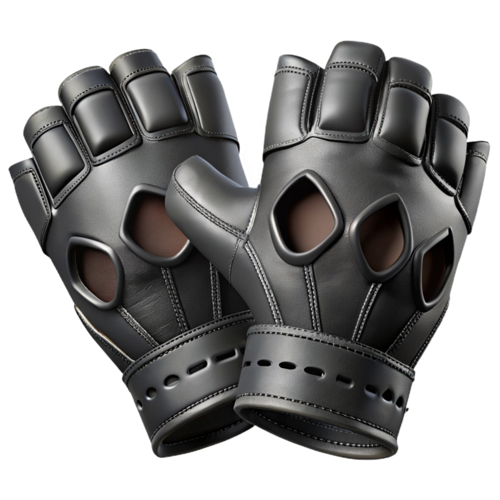 impressive contemporary Fingerless Gloves Leather Black Cutout Transparent Background png