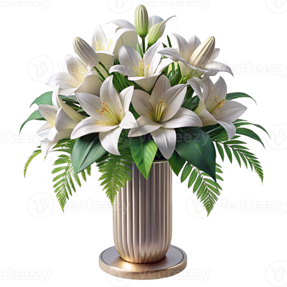 impressive abstract Wedding Centerpiece Tall Floral Arrangement White Lilies Cutout premium png