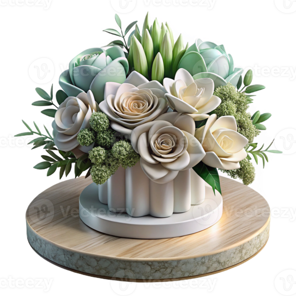 vibrant creative Wedding Centerpiece with Low Floral Arrangement Isolated png