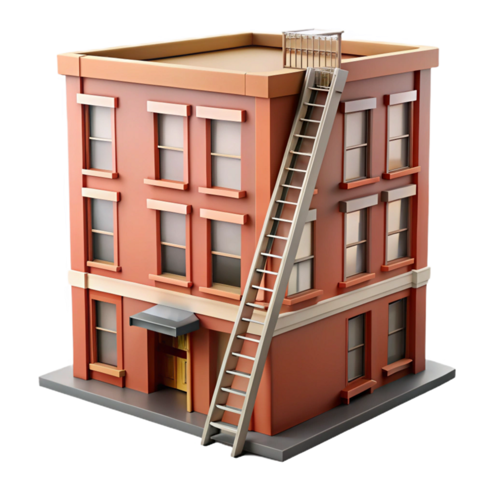 magnificent rustic Fire Escape Ladder on Building Facade Cutout high resolution png
