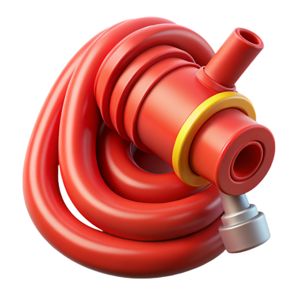 elegant minimalist Fire Hose Red with Nozzle Transparent premium png
