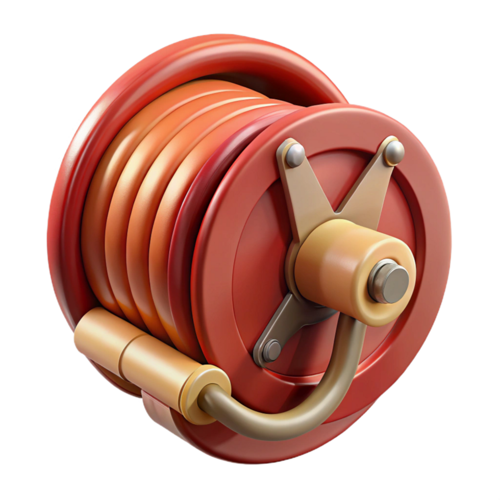 impressive modern Fire Hose Reel Wall Mounted Side View Isolated exclusive png