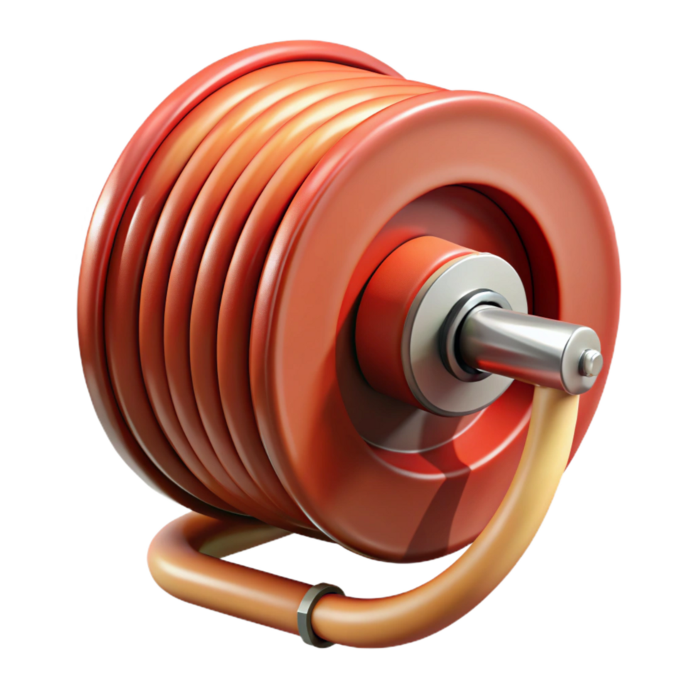 serene artistic Fire Hose Reel Wall Mounted Side View Isolated authentic png