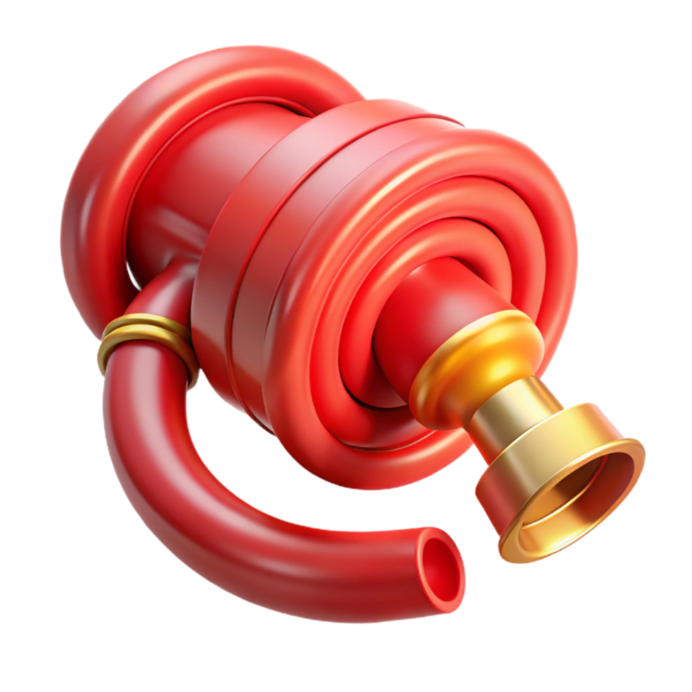 dramatic artistic Fire Hose Red with Nozzle Transparent premium png