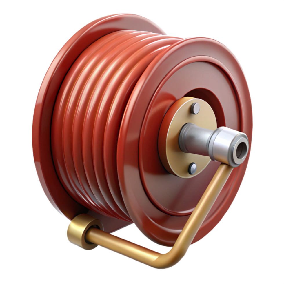 vibrant minimalist Fire Hose Reel Wall Mounted Side View Isolated premium png