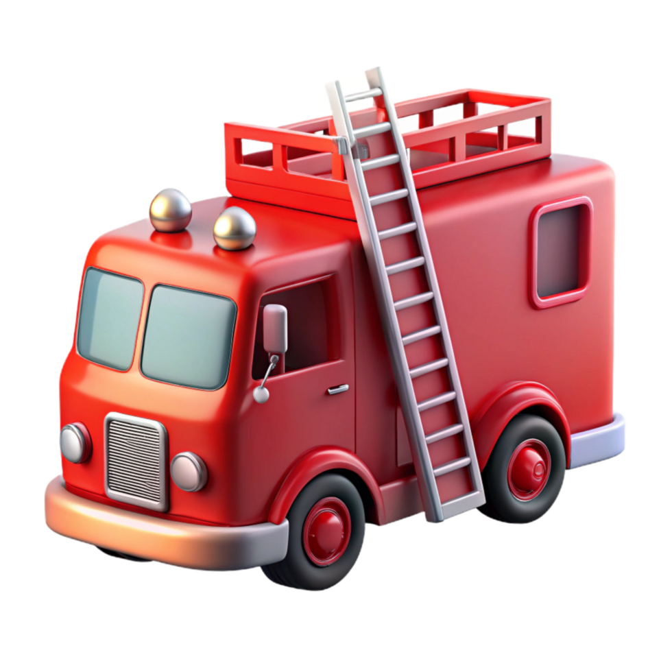 elegant classic Fire Truck Red with Ladder Cutout genuine png
