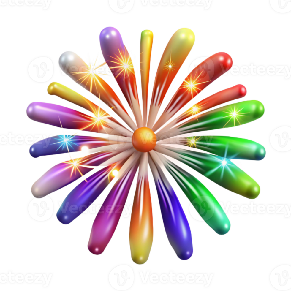 elegant artistic Fireworks Display Bursting Colors Transparent Background detailed png