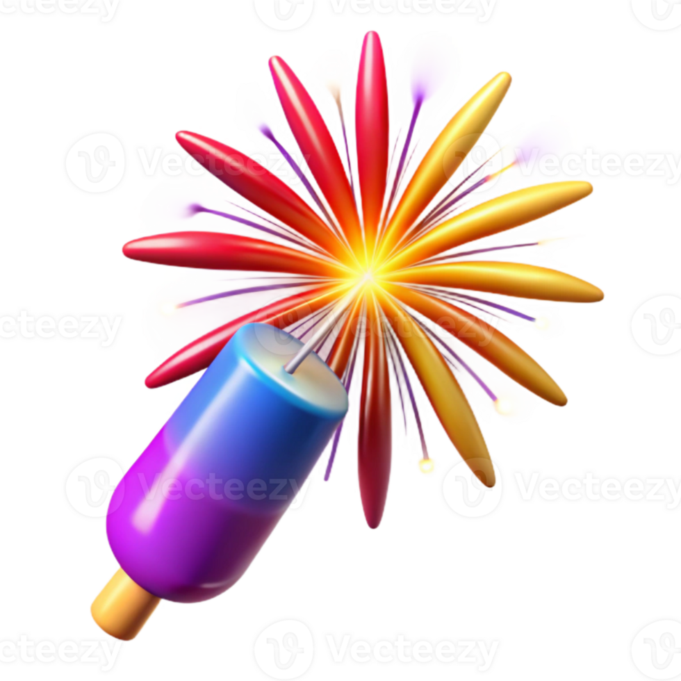 elegant minimalist Fireworks Display with Bright Colors Isolated Element png