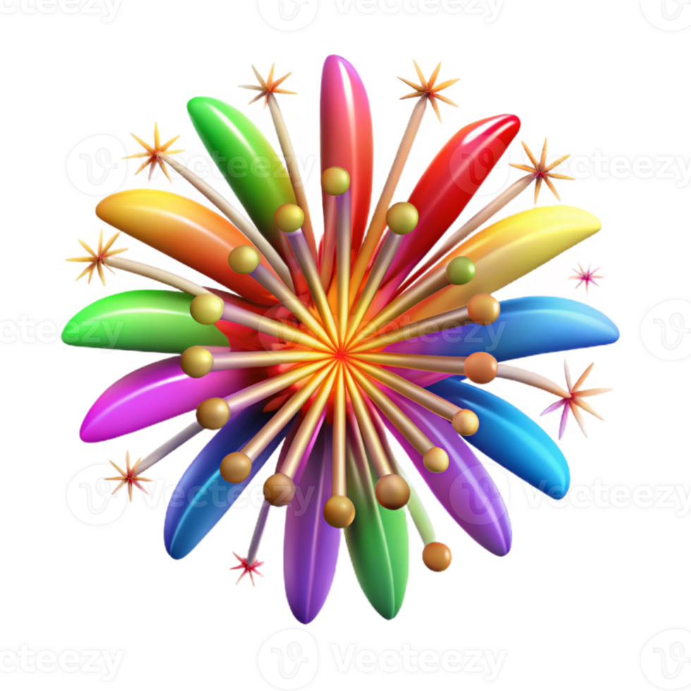 impressive vintage Fireworks Display with Colorful Bursts Isolated high quality png
