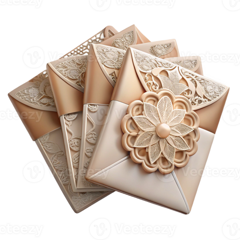 vibrant modern Wedding Invitations with Lace Design Cutout Transparent Background premium png