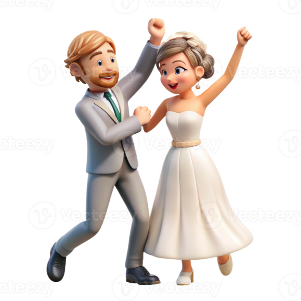 magnificent minimalist Wedding Party Dancing Isolated on Transparent Background professional png