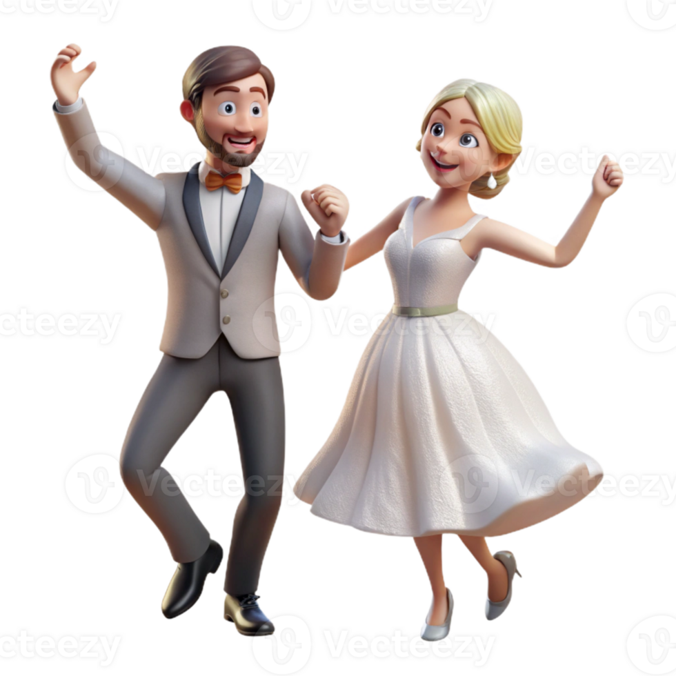 magnificent minimalist Wedding Party Dancing Isolated on Transparent Background png