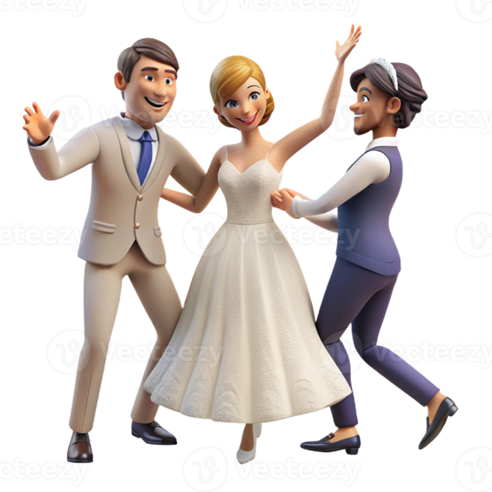 serene minimalist Wedding Party Dancing Isolated on Transparent Background genuine png