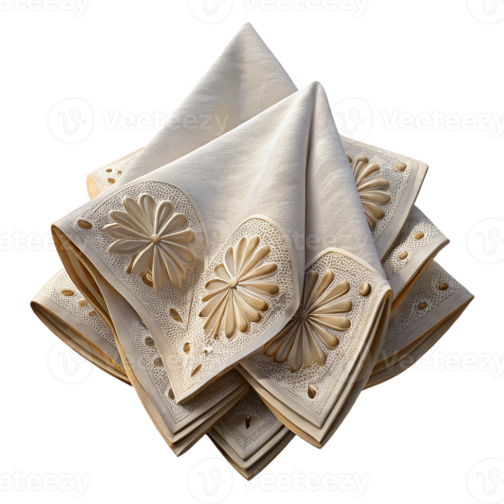 beautiful abstract Wedding Napkins White Linen Embroidered Design Cutout high quality png
