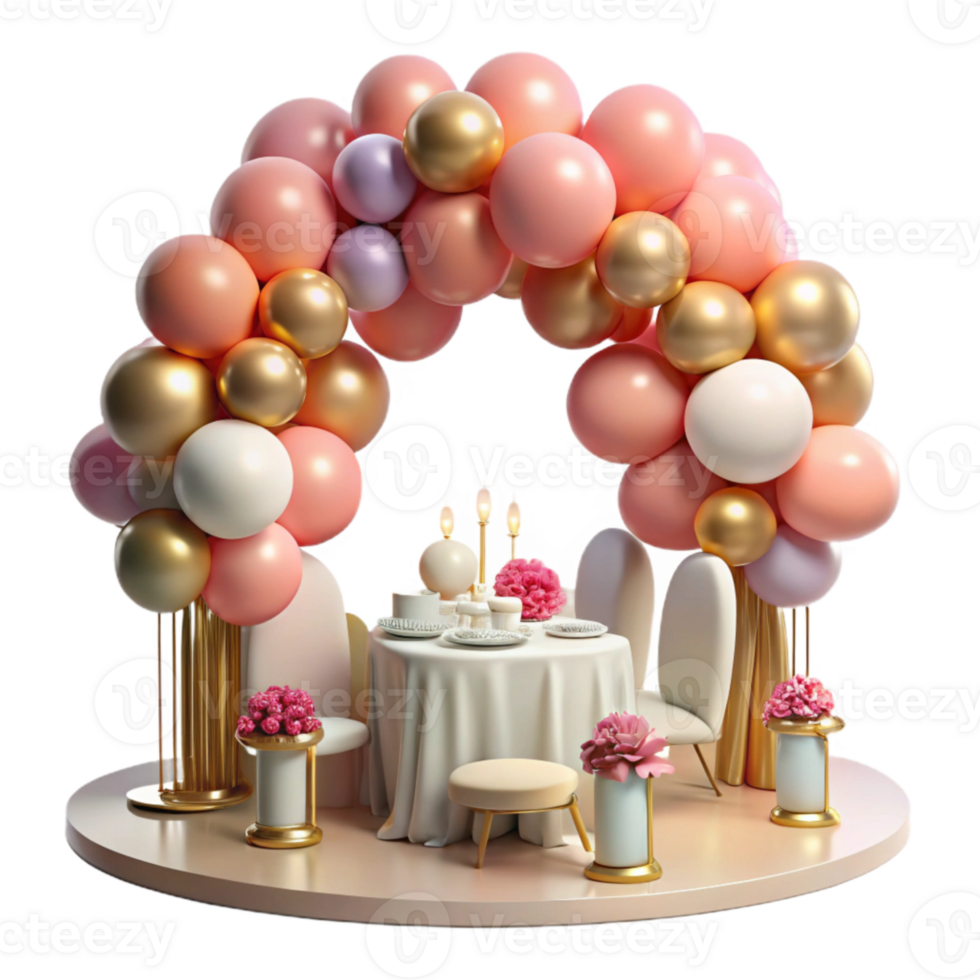 vibrant artistic Wedding Reception Decor with Balloons Cutout professional png