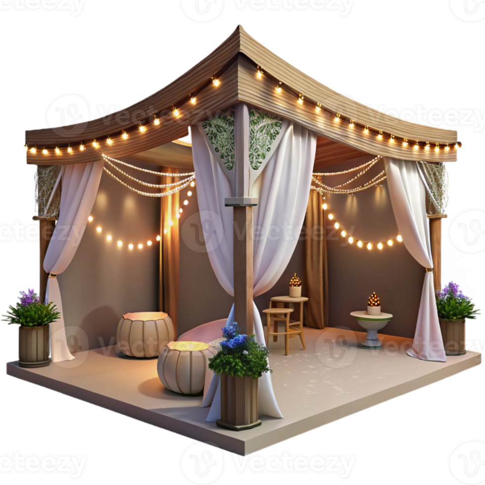 beautiful rustic Wedding Reception Area with String Lights Cutout professional png