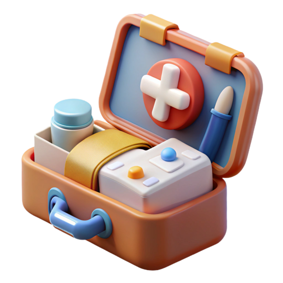 serene artistic First Aid Kit Open with Supplies Transparent Background genuine png