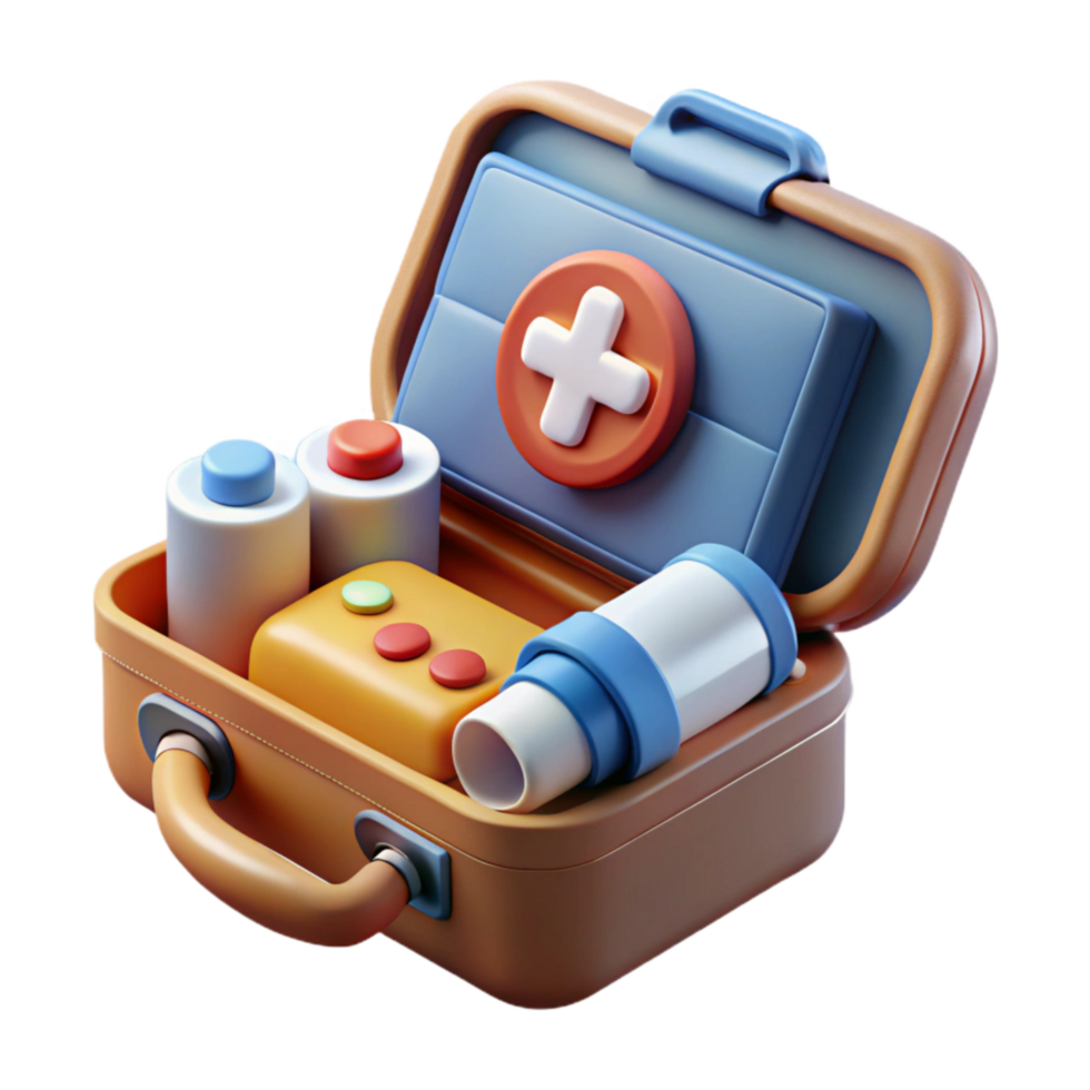 magnificent contemporary First Aid Kit Open with Supplies Transparent Background high resolution png