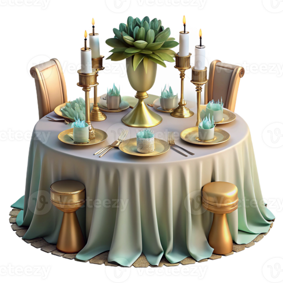 impressive minimalist Wedding Reception Table with Centerpiece Isolated png