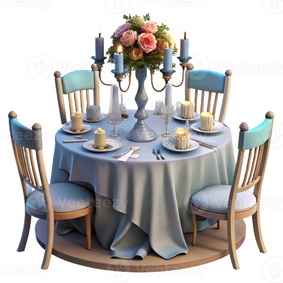 beautiful abstract Wedding Reception Table with Centerpiece Isolated original png