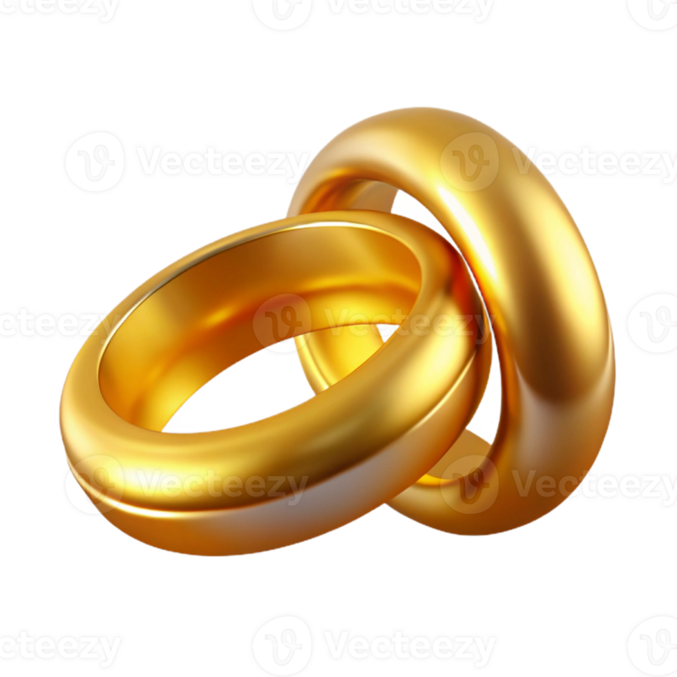 wonderful abstract Wedding Rings Gold and Shiny Transparent Background exclusive png