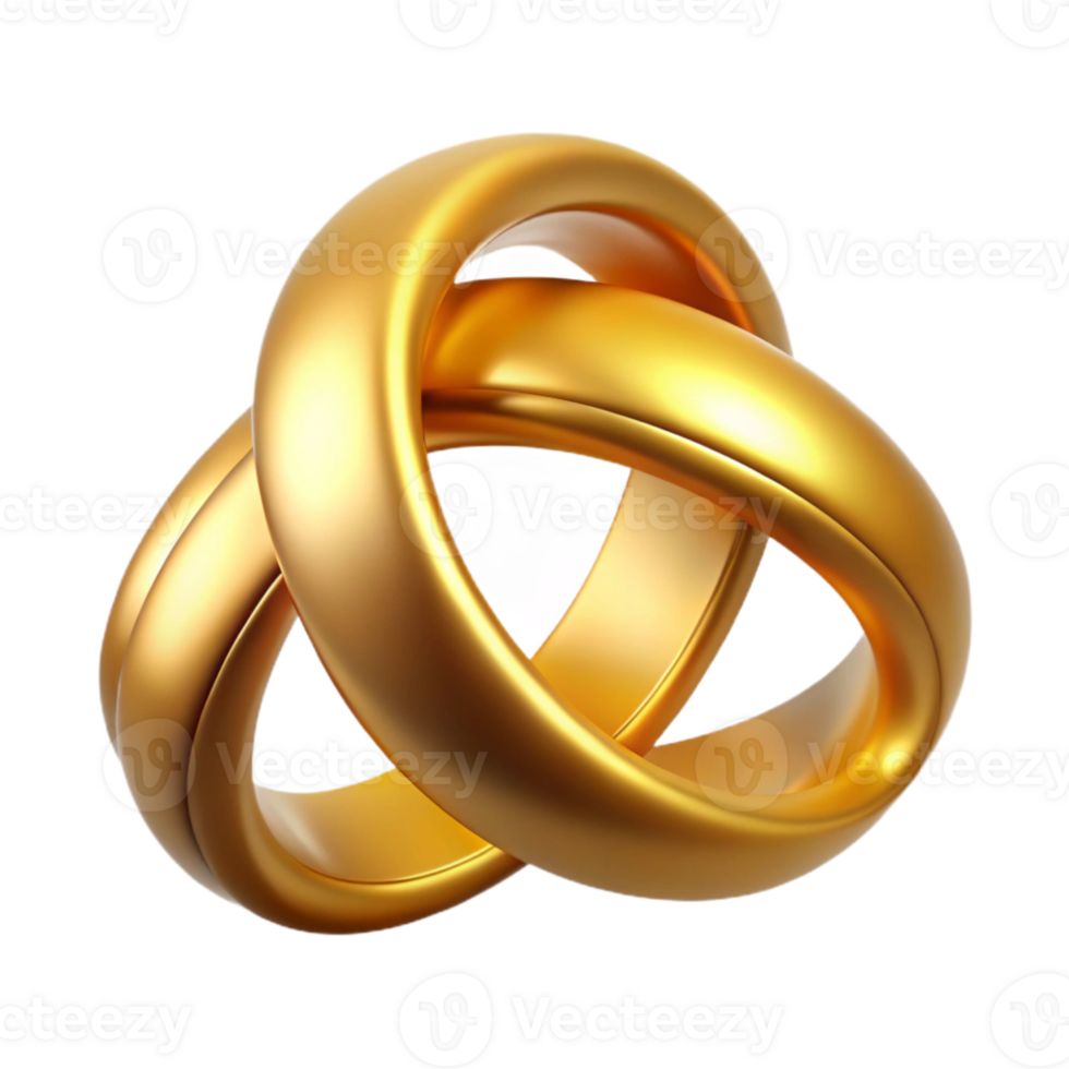 extraordinary abstract Wedding Rings Gold Intertwined Transparent Background original png