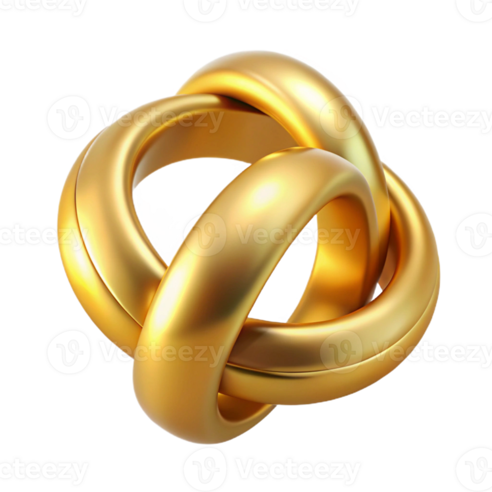 beautiful contemporary Wedding Rings Gold Intertwined Transparent Background professional png