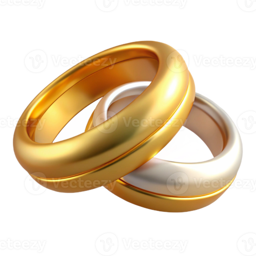 extraordinary rustic Wedding Rings Cutout with Gold Bands Transparent Background high resolution png