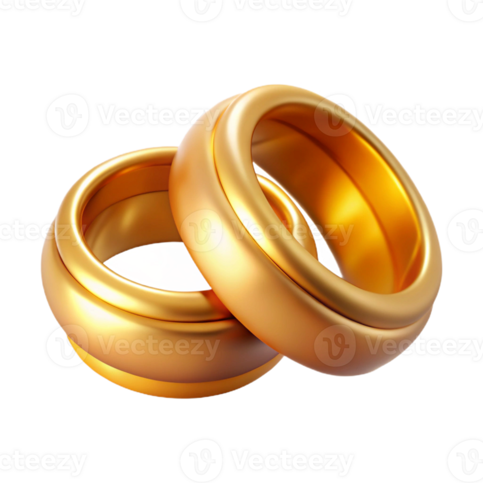 wonderful artistic Wedding Rings Cutout with Gold Bands Transparent Background authentic png