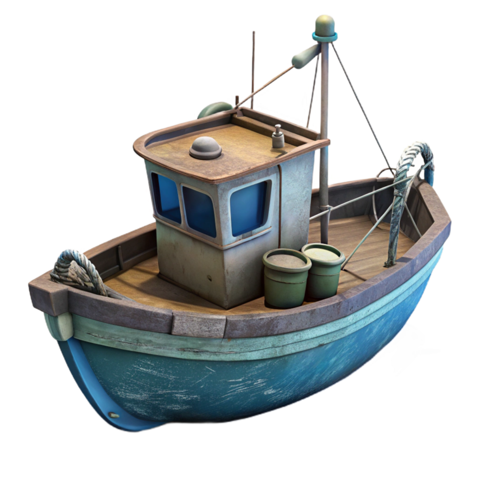 impressive traditional Fishing Boat on Lake Transparent Background Cutout authentic png