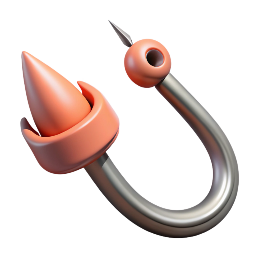 elegant abstract Fishing Hook Sharp Point Barbed Isolated professional png