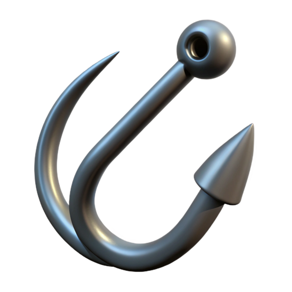 elegant contemporary Fishing Hook Sharp Point Barbed Isolated exclusive png