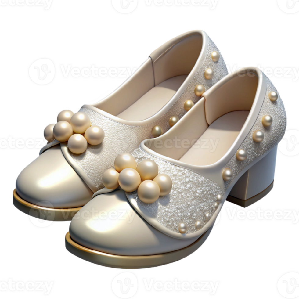 vibrant modern Wedding Shoes with Pearl Embellishments Isolated high resolution png