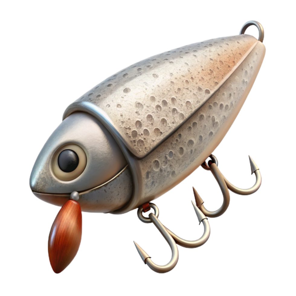 elegant vintage Fishing Lure with Hooks Transparent Background high resolution png