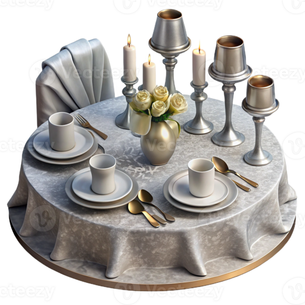 magnificent rustic Wedding Table Setting with Silverware Isolated detailed png