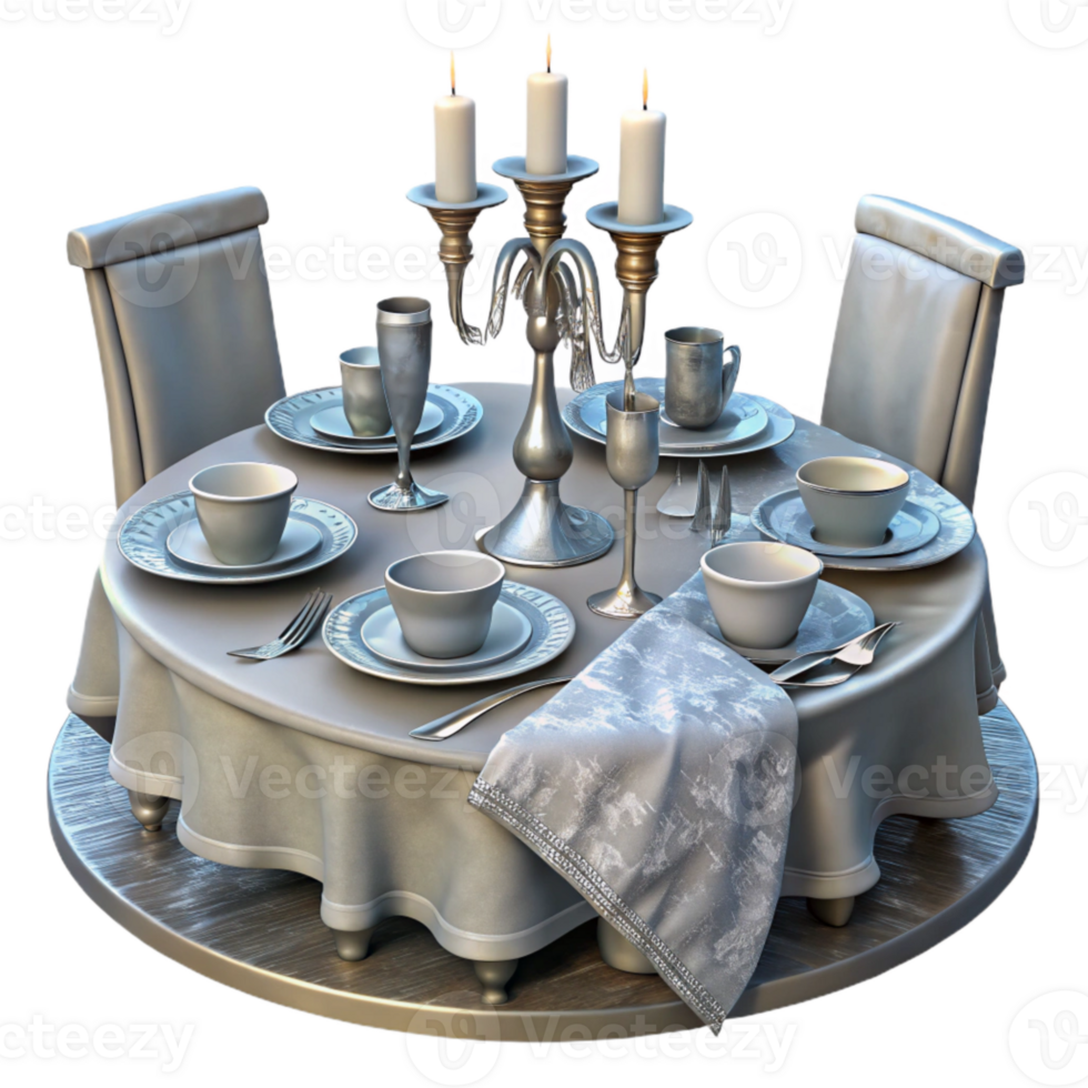 wonderful minimalist Wedding Table Setting with Silverware Isolated genuine png