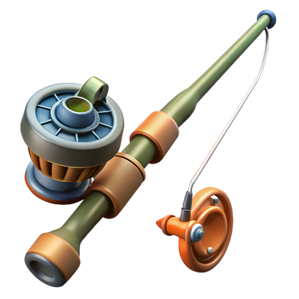 extraordinary modern Fishing Rod and Reel Casting Line Isolated high resolution png
