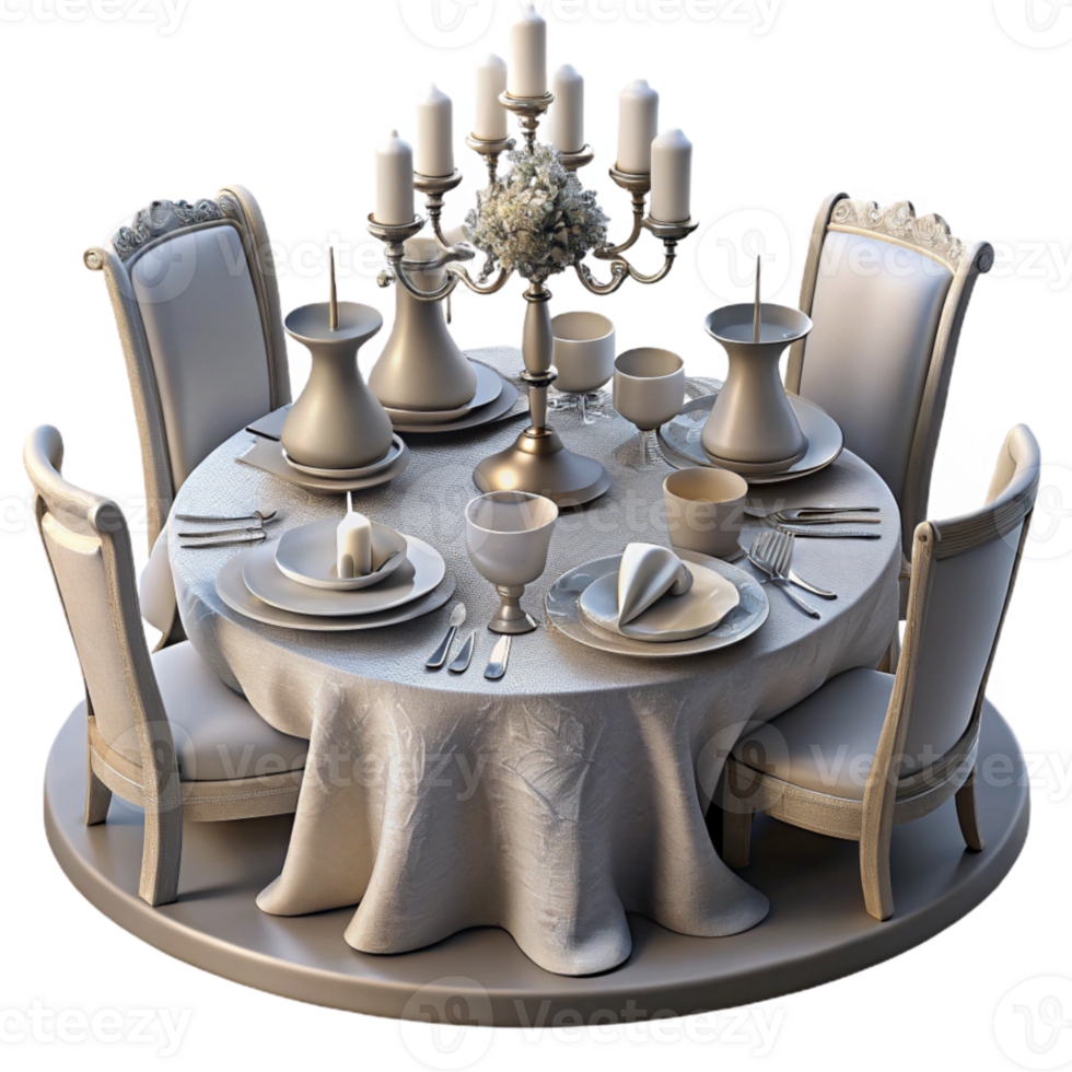 elegant rustic Wedding Table Setting with Silverware Isolated genuine png