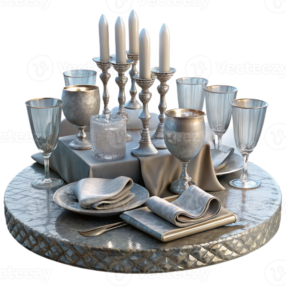 wonderful creative Wedding Table Setting Silverware Crystal Transparent Background exclusive png
