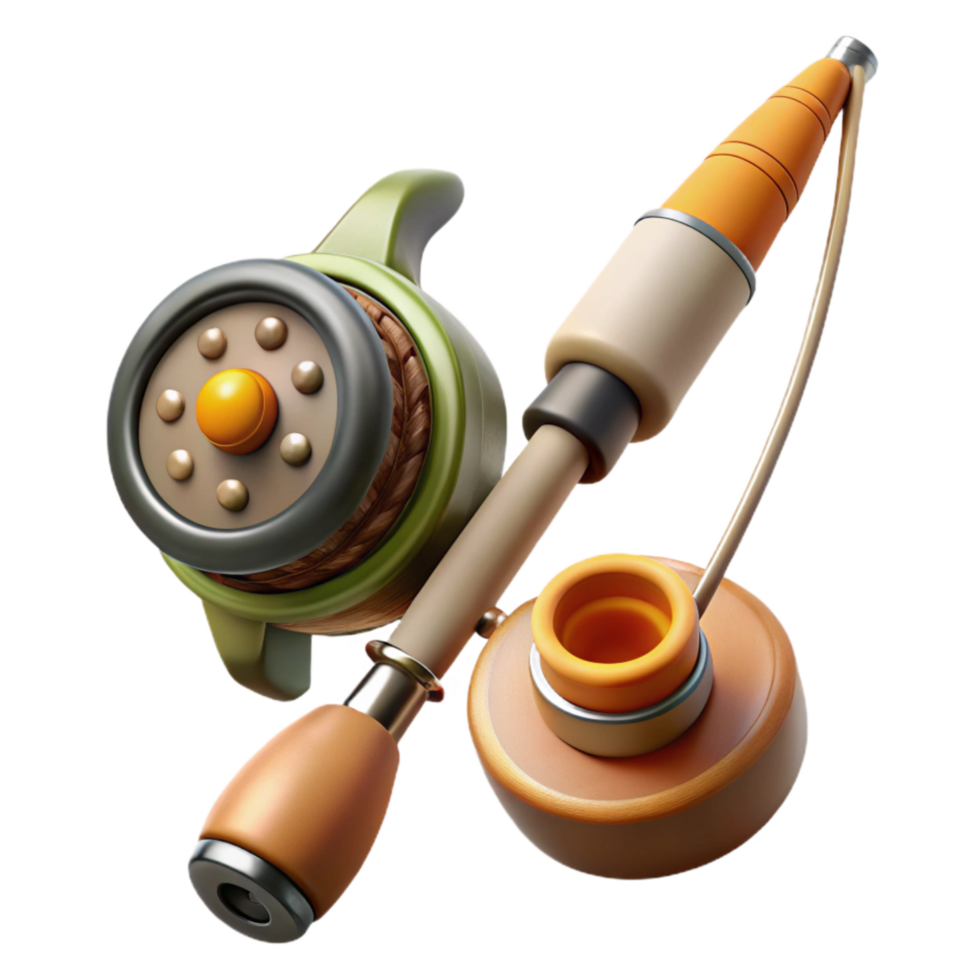 Fishing Rod and Reel Casting Line Isolated png